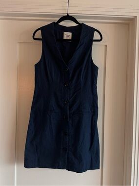 Abercrombie & Fitch Linen Blend Vest Dress - Navy
